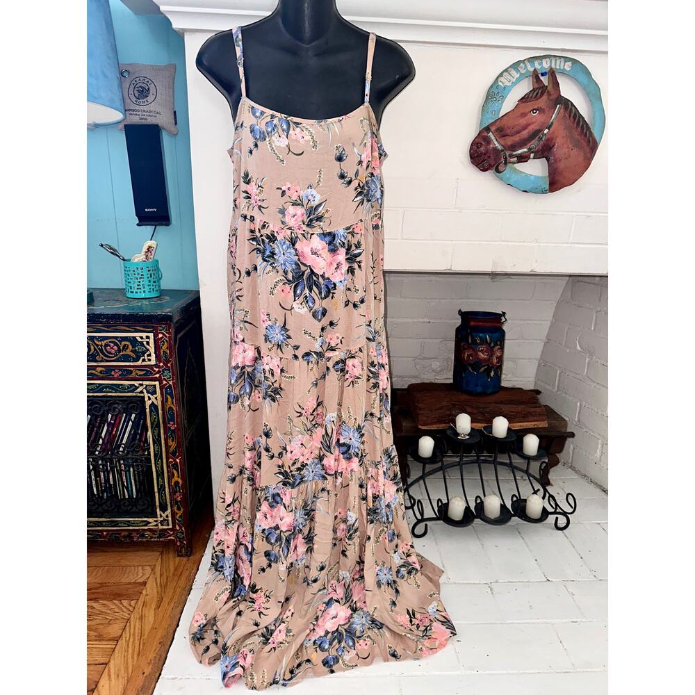 AUGUSTE AUSTRALIA FLORAL RUFFLE MAXI SLIPDRESS 6